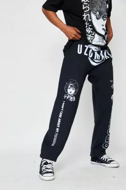 BROKEN PROMISES Bottoms Junji Ito I Don't Care Sweatpants Black