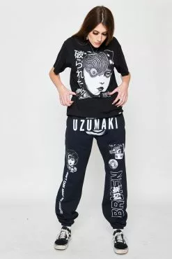 BROKEN PROMISES Bottoms Junji Ito I Don't Care Sweatpants Black