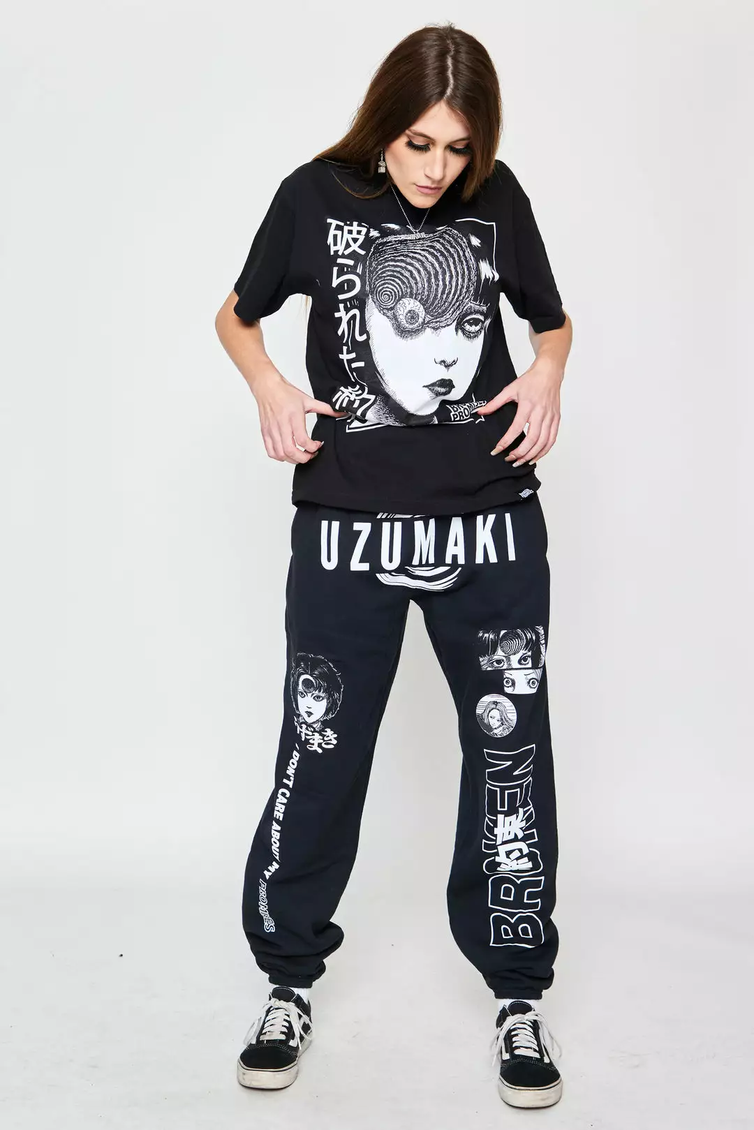 BROKEN PROMISES Bottoms Junji Ito I Don't Care Sweatpants Black
