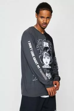 BROKEN PROMISES Junji Ito I Don't Care L/S Tee Blk