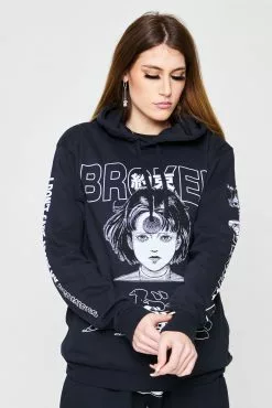 BROKEN PROMISES Junji Ito I Don't Care Black Hoodie