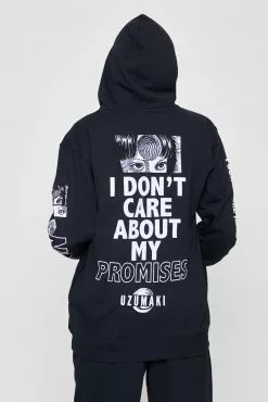 BROKEN PROMISES Junji Ito I Don't Care Black Hoodie