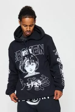 BROKEN PROMISES Junji Ito I Don't Care Black Hoodie