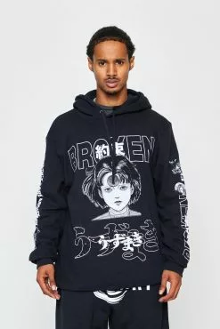 BROKEN PROMISES Junji Ito I Don't Care Black Hoodie