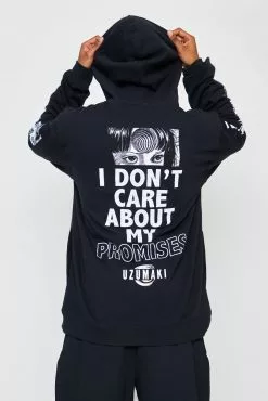 BROKEN PROMISES Junji Ito I Don't Care Black Hoodie