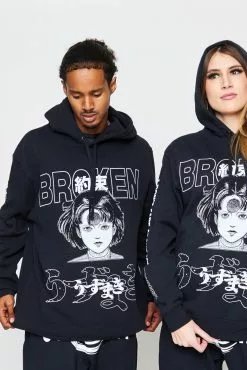 BROKEN PROMISES Junji Ito I Don't Care Black Hoodie