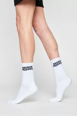 BROKEN PROMISES BP Wave Logo Sock - White Accessories