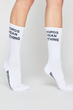 BROKEN PROMISES The Motto Sock White Accessories