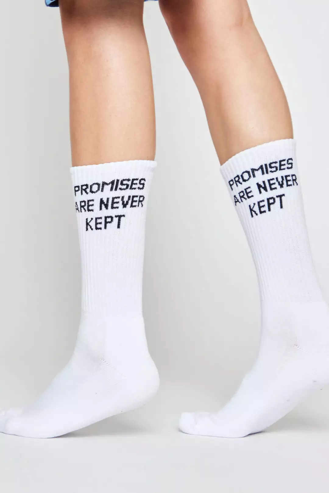 BROKEN PROMISES The Motto Sock White Accessories