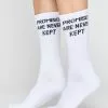 BROKEN PROMISES The Motto Sock White Accessories
