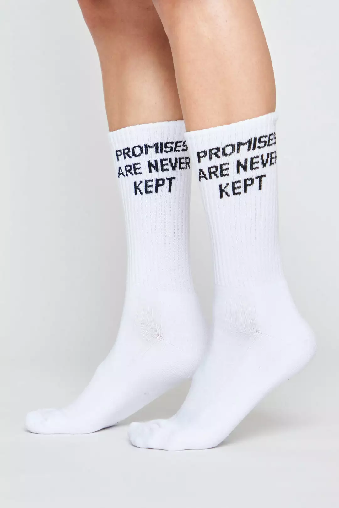 BROKEN PROMISES The Motto Sock White Accessories