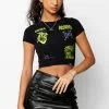 BROKEN PROMISES Delirium Crop Tee Black Womens