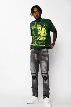 CASH Stitch And Rip Denim - Smoke Grey Bottoms