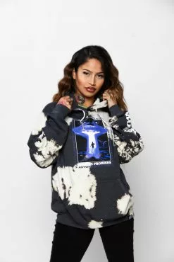 BROKEN PROMISES Abduction Bleach Dye Hoodie Black