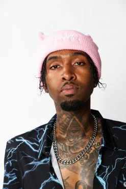 BROKEN PROMISES Headwear Graveyard Devil Horn Beanie - Pink