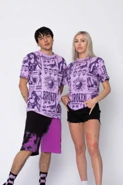 BROKEN PROMISES Demon Lover AOP Tee Purple Shirts