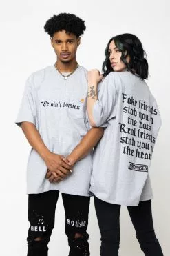 CASH We Ain't Homies Pocket Tee Heather Grey