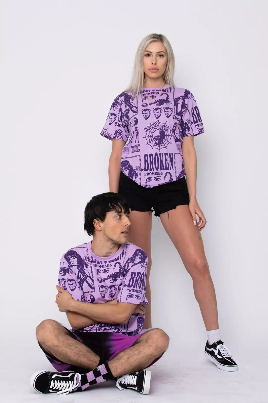 BROKEN PROMISES Demon Lover AOP Tee Purple Shirts