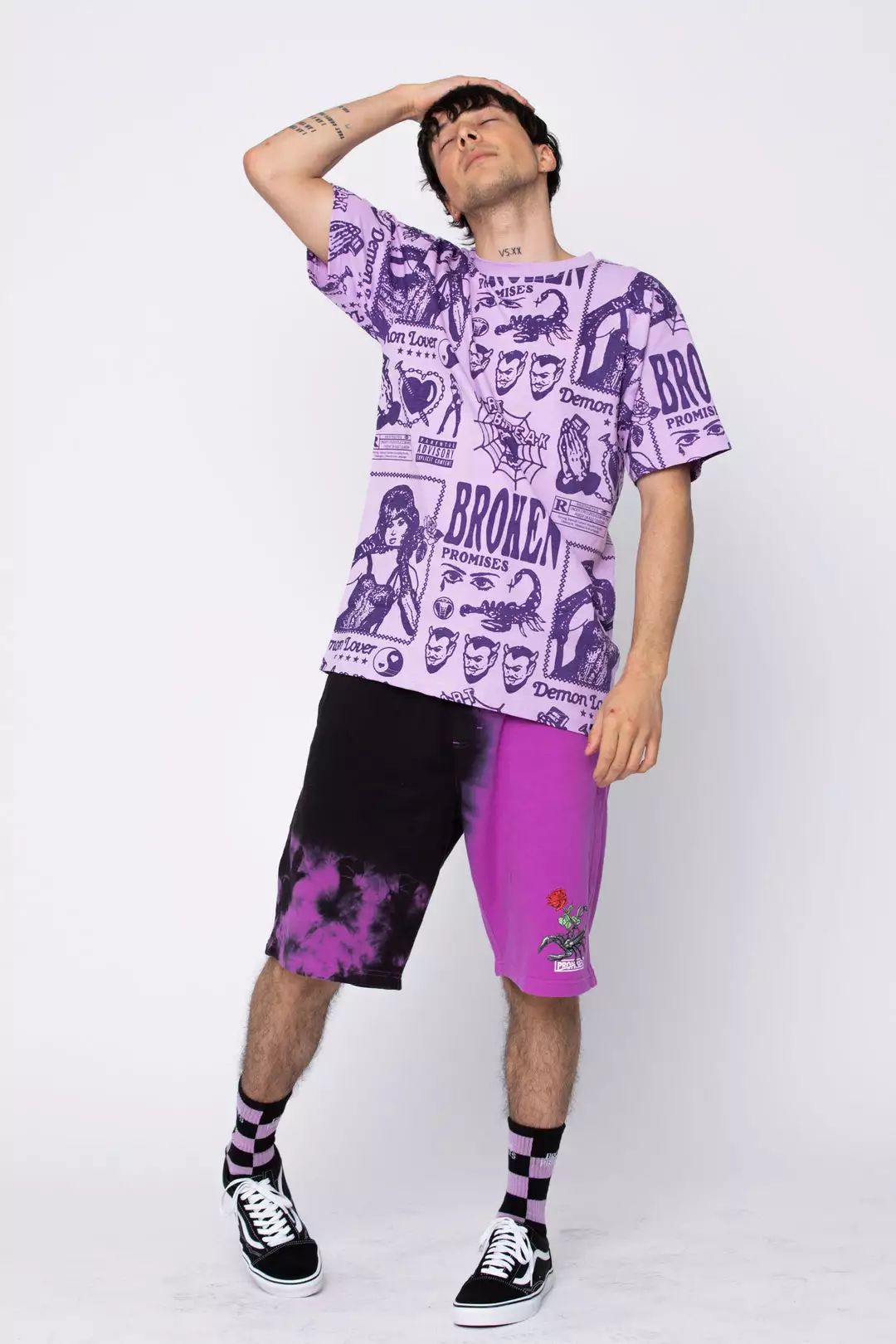 BROKEN PROMISES Demon Lover AOP Tee Purple Shirts