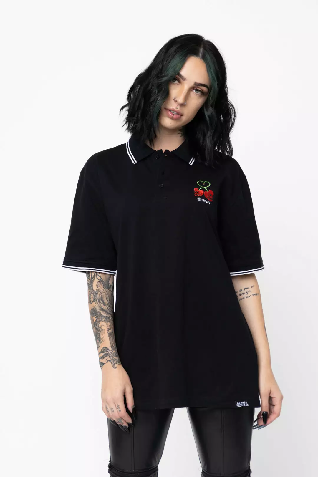 BROKEN PROMISES Stress Me S/S Polo Black Shirts