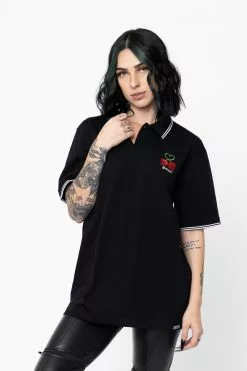 BROKEN PROMISES Stress Me S/S Polo Black Shirts