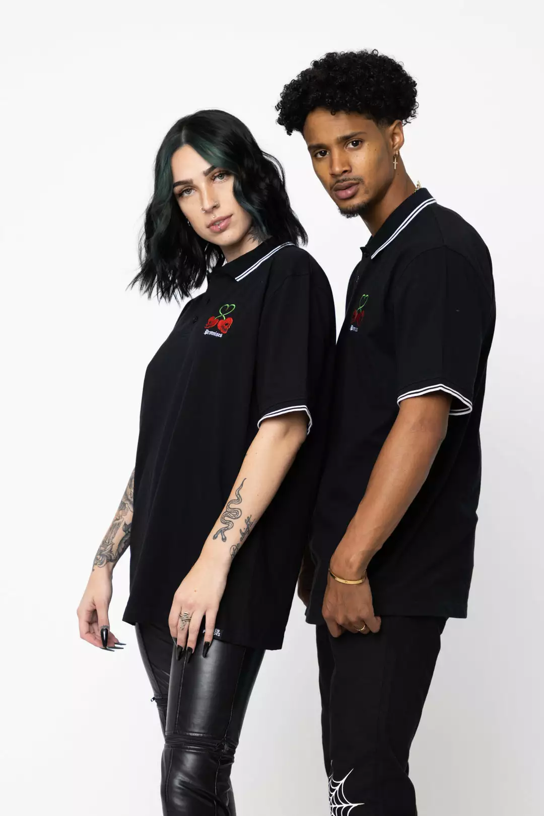 BROKEN PROMISES Stress Me S/S Polo Black Shirts