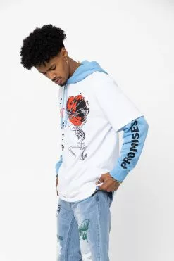 BROKEN PROMISES Hoodies Lost Myself Stacked Pullover Hoodie Blue