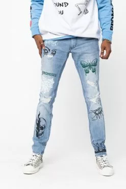 BROKEN PROMISES Now Or Never Printed Denim