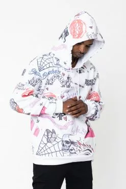 BROKEN PROMISES Let's Roll AOP Hoodie White
