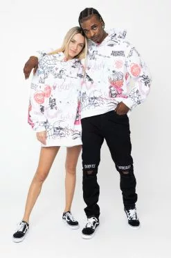 BROKEN PROMISES Let's Roll AOP Hoodie White