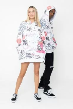 BROKEN PROMISES Let's Roll AOP Hoodie White