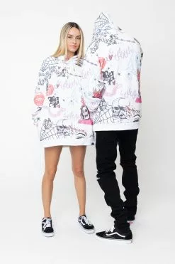 BROKEN PROMISES Let's Roll AOP Hoodie White