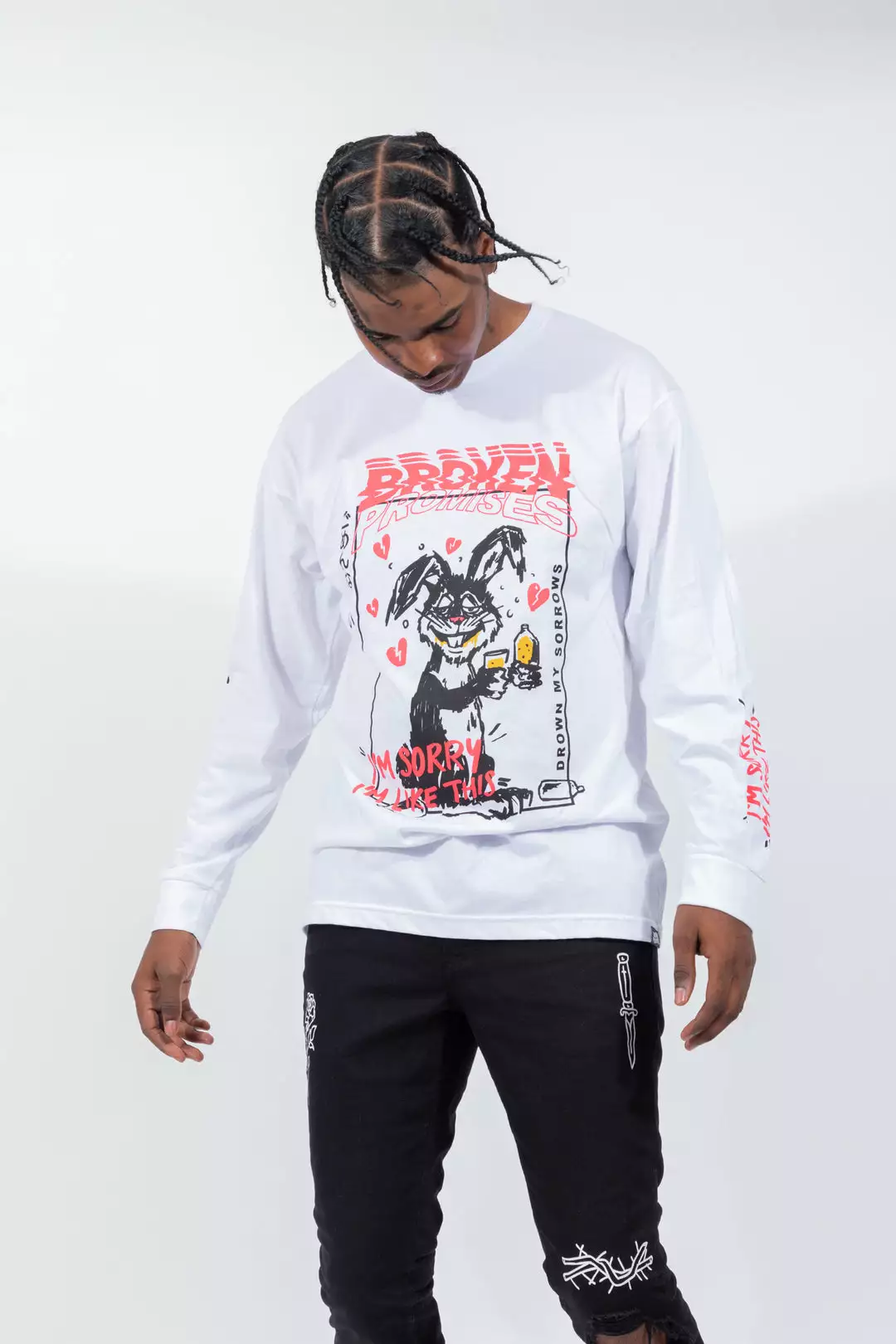 BROKEN PROMISES Shirts Drown My Sorrows L/S White