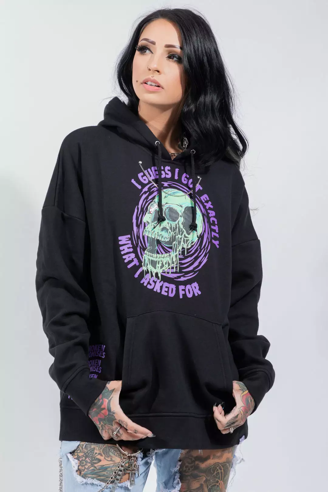 BROKEN PROMISES Jinxed Chain Hoodie Black