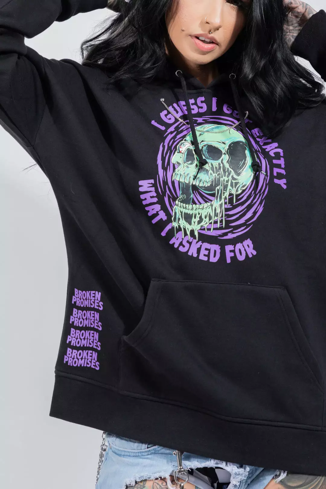 BROKEN PROMISES Jinxed Chain Hoodie Black
