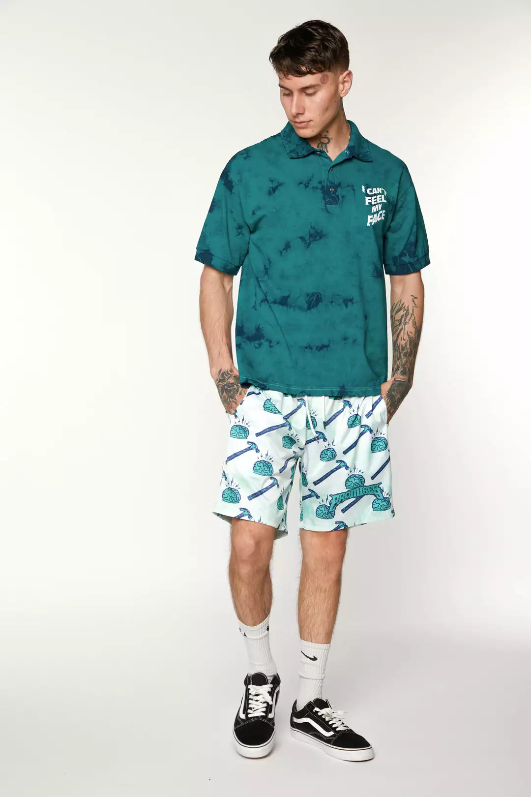 BROKEN PROMISES Brain Waves Shorts Green