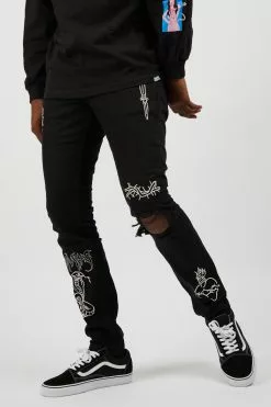 BROKEN PROMISES Bottoms Unfortunate Denim Jeans Black