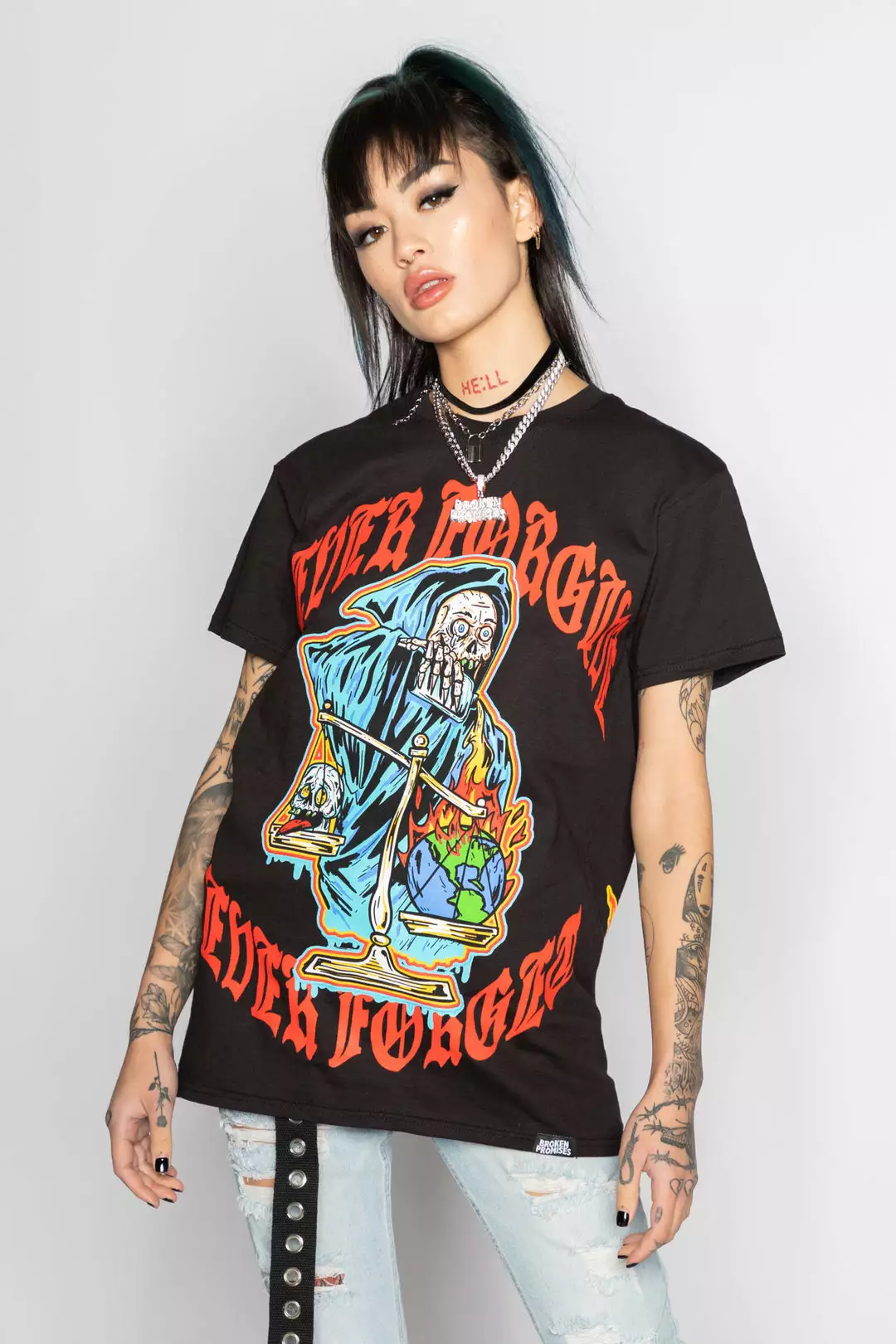 BROKEN PROMISES Never Forgive Tee Black