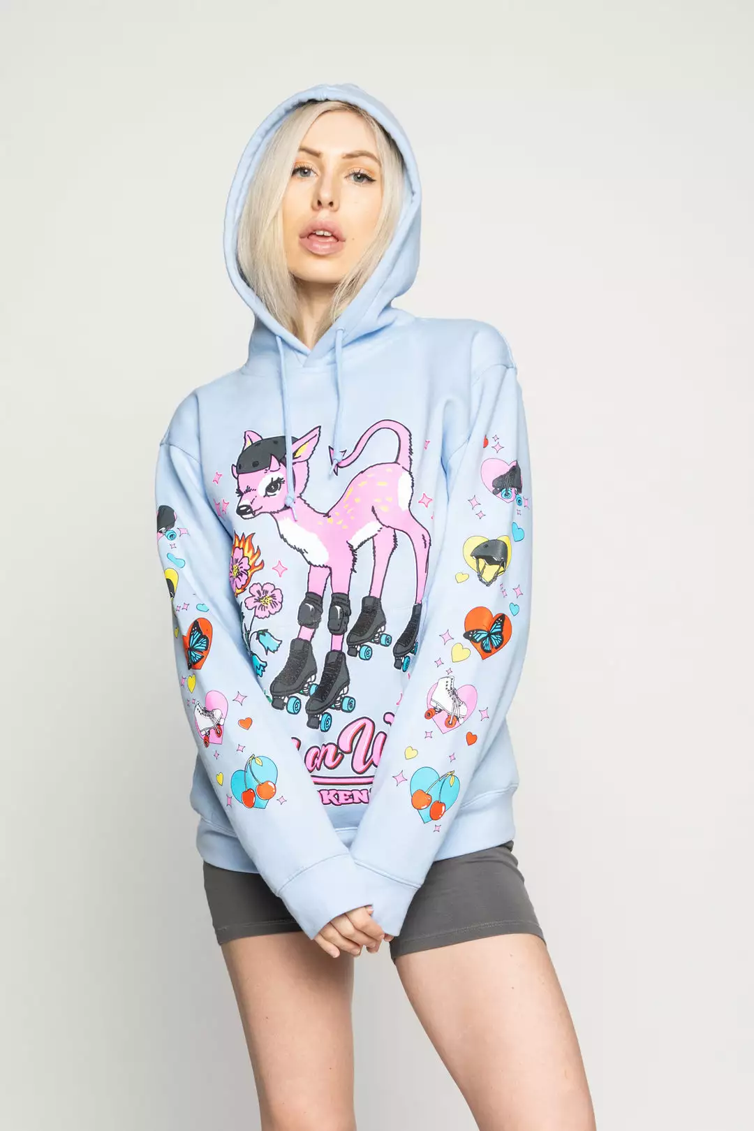 BROKEN PROMISES Hell On Wheels Hoodie Baby Blue