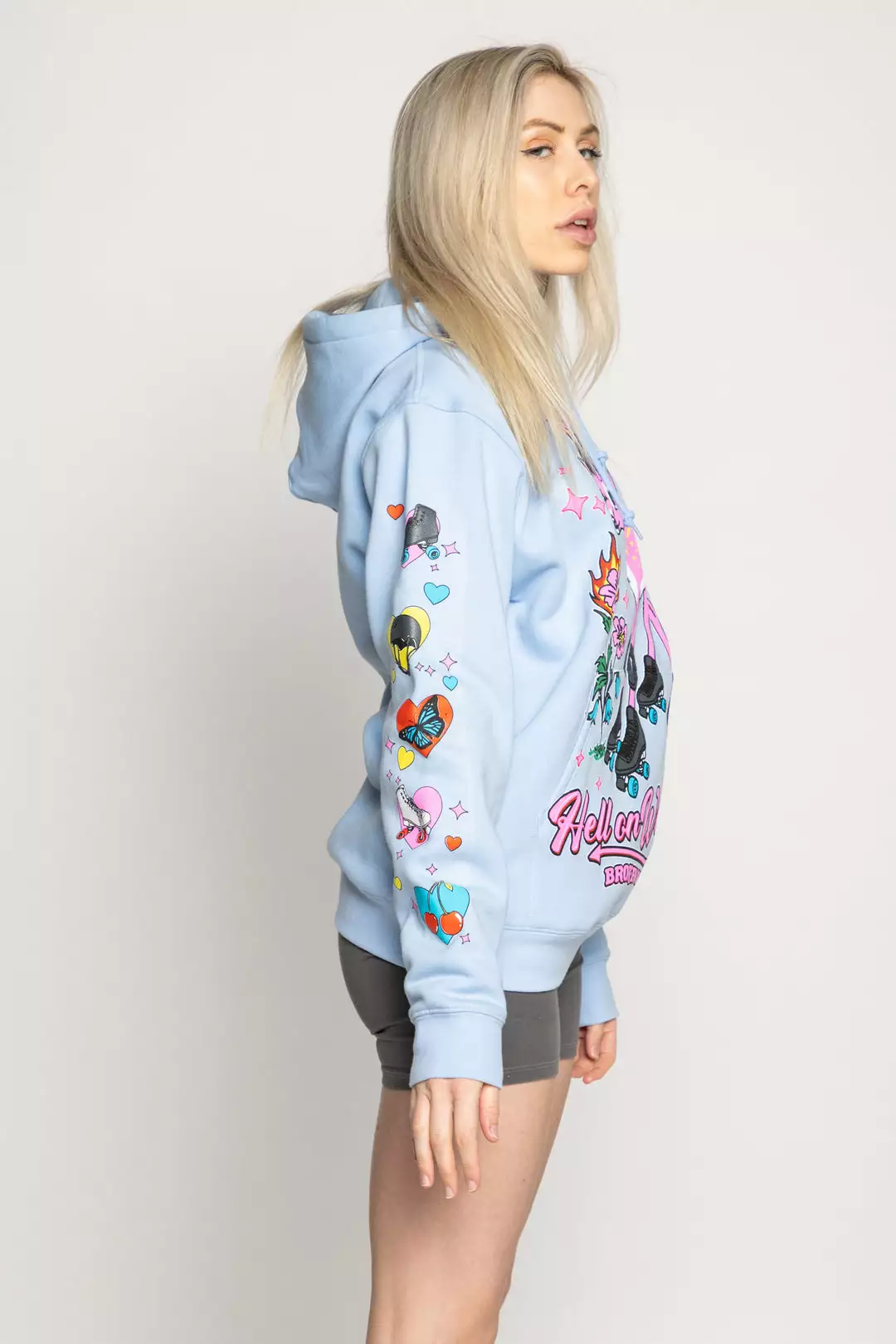 BROKEN PROMISES Hell On Wheels Hoodie Baby Blue