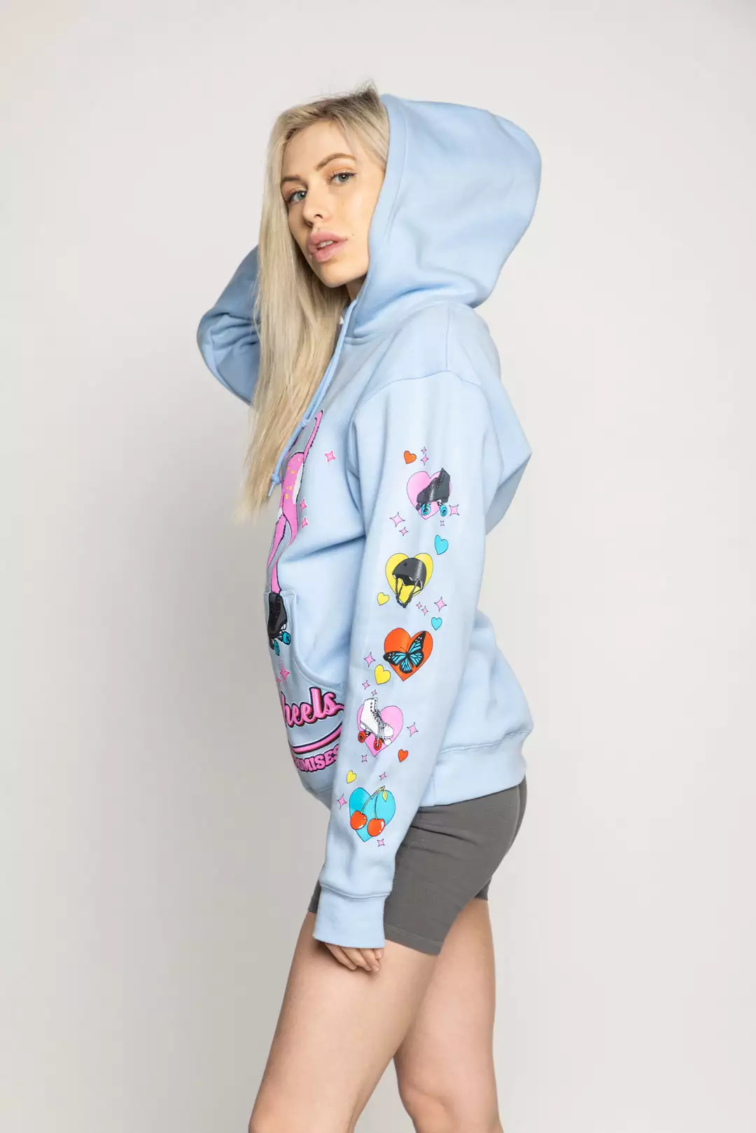 BROKEN PROMISES Hell On Wheels Hoodie Baby Blue