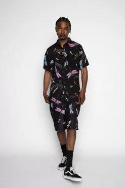 BROKEN PROMISES Mens Dragonflies Button Up Shirt Shirts