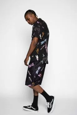 BROKEN PROMISES Mens Dragonflies Button Up Shirt Shirts