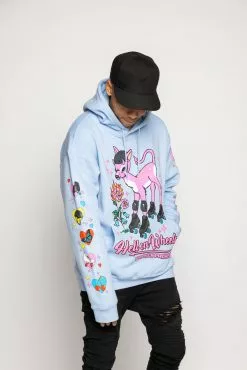 BROKEN PROMISES Hell On Wheels Hoodie Baby Blue