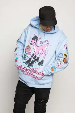 BROKEN PROMISES Hell On Wheels Hoodie Baby Blue