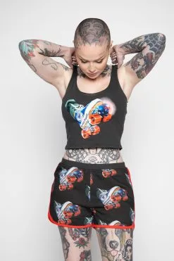 BROKEN PROMISES Womens Juke Jam Crop Tank Black