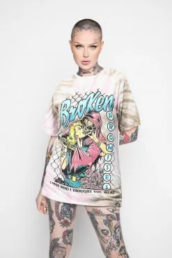 BROKEN PROMISES Shirts Hung Up Pink Tie Dye SST