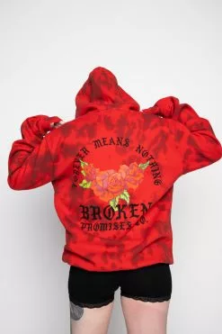 BROKEN PROMISES Hoodies Trio Red Tie Dye Hoodie