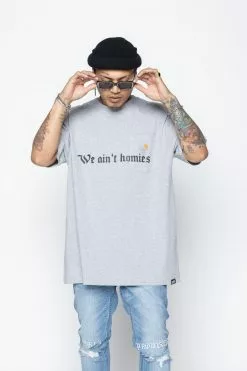 CASH We Ain't Homies Pocket Tee Heather Grey