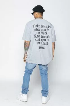 CASH We Ain't Homies Pocket Tee Heather Grey